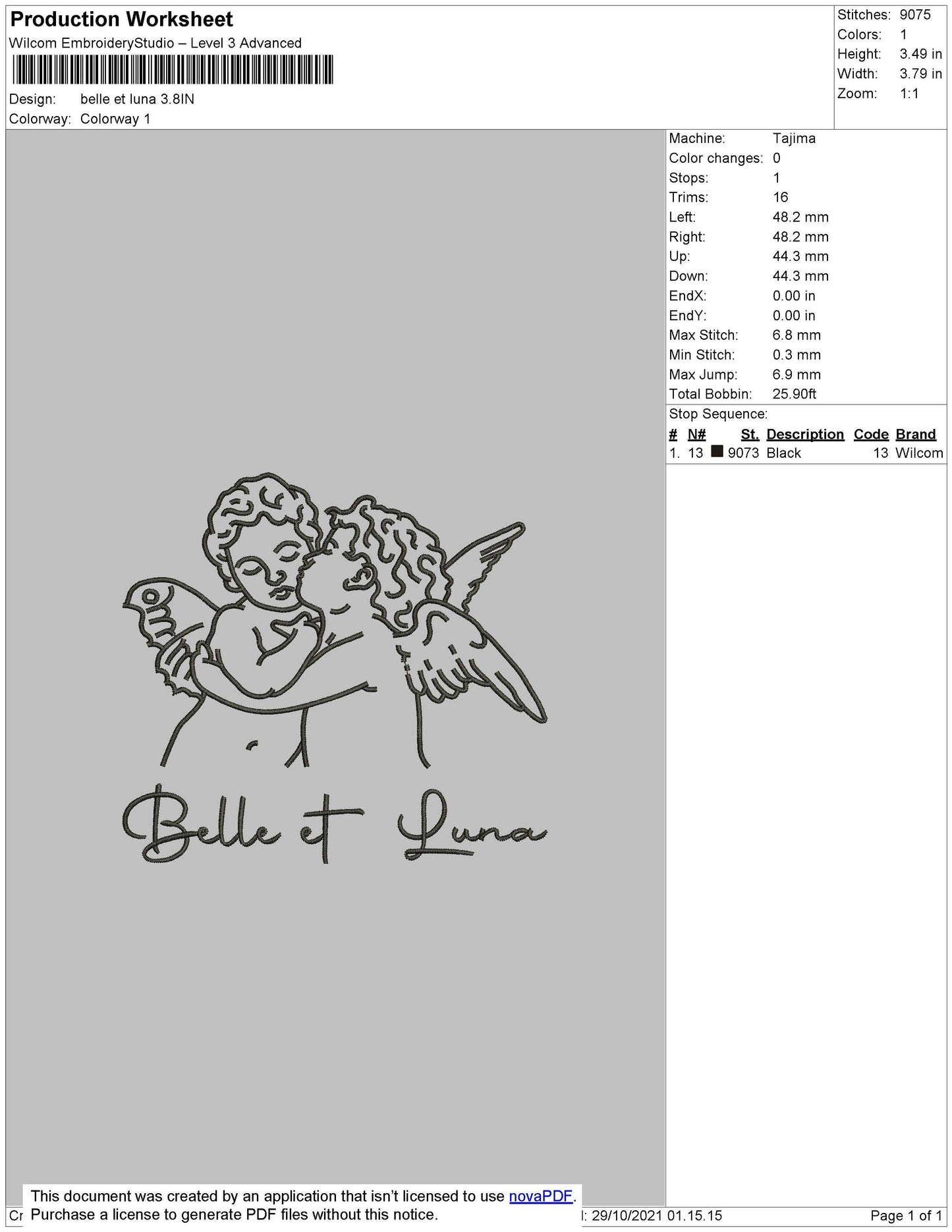 Belle Et Luna Embroidery design File 4 size