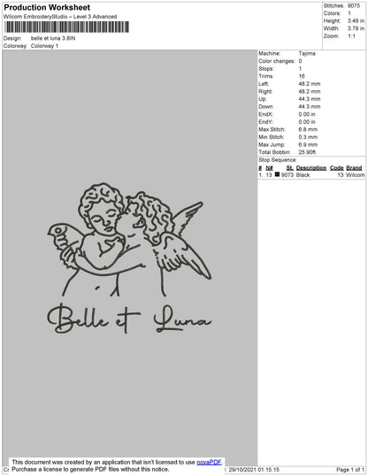 Belle Et Luna Embroidery design File 4 size