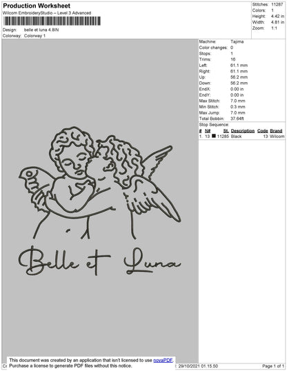 Belle Et Luna Embroidery design File 4 size
