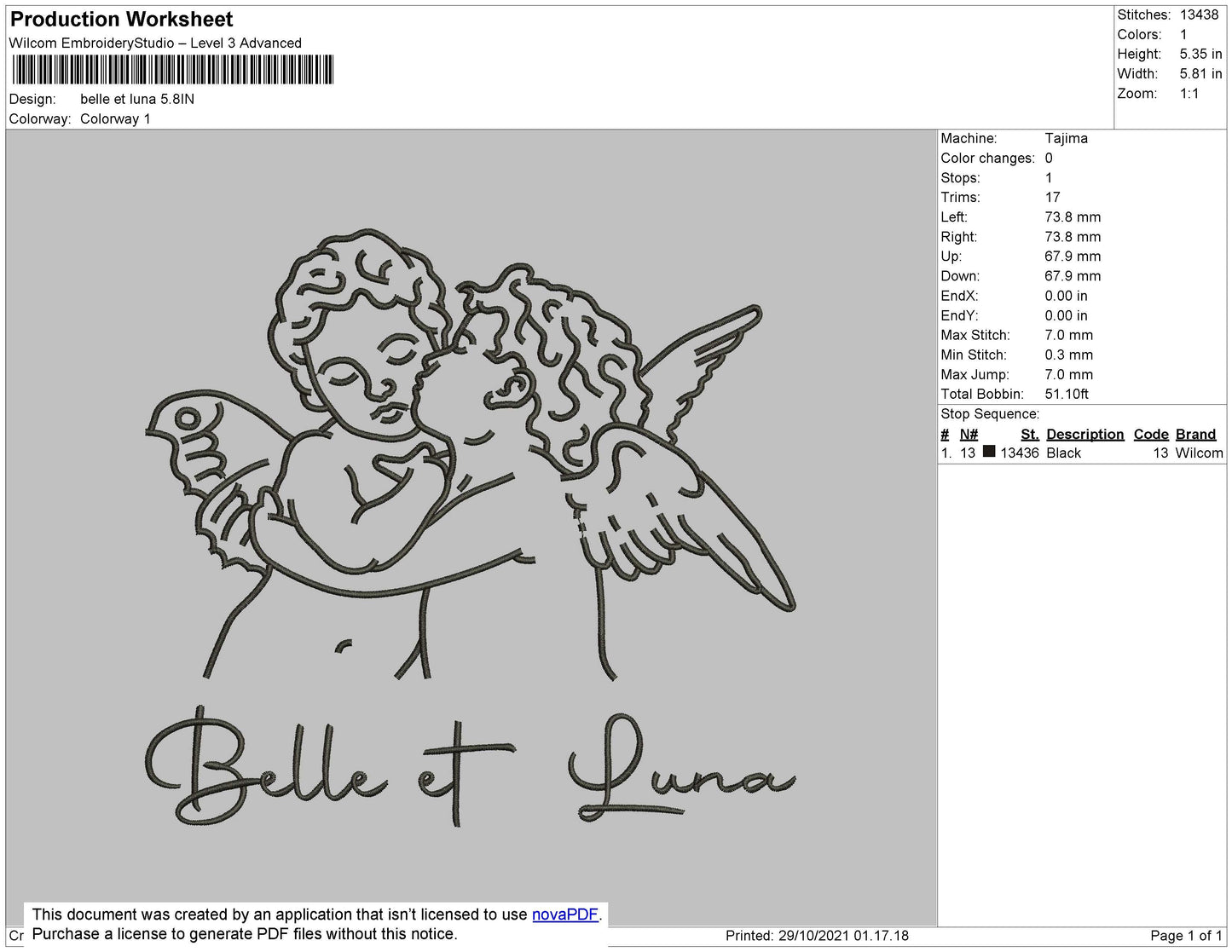 Belle Et Luna Embroidery design File 4 size