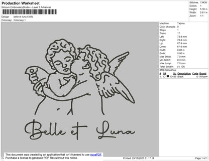 Belle Et Luna Embroidery design File 4 size