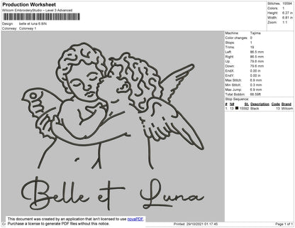 Belle Et Luna Embroidery design File 4 size