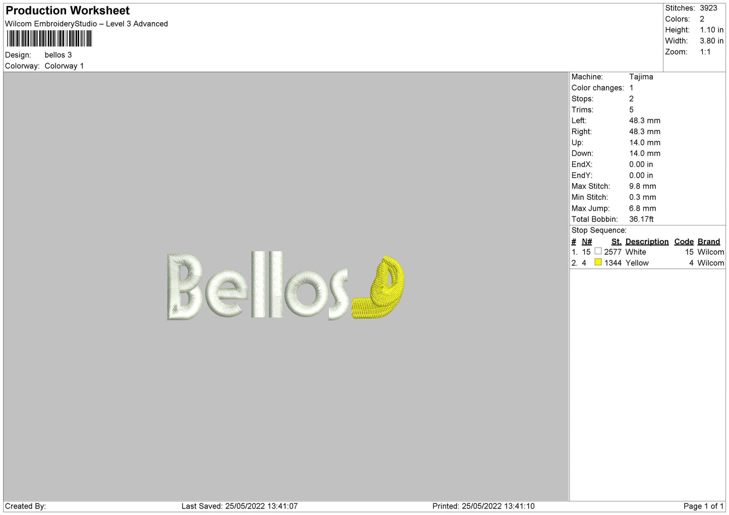 Bellos Embroidery File 4 size
