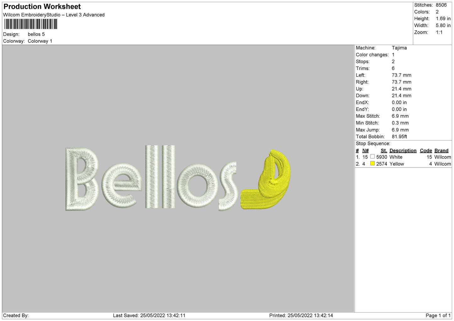 Bellos Embroidery File 4 size