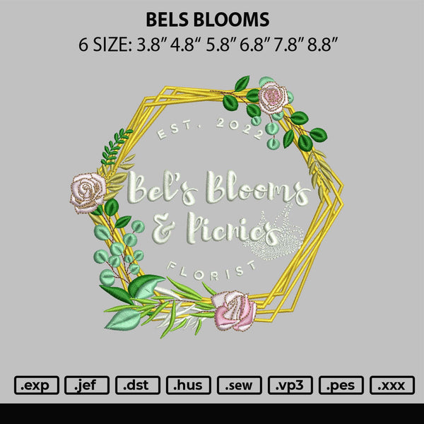 Bels Blooms Embroidery File 6 sizes