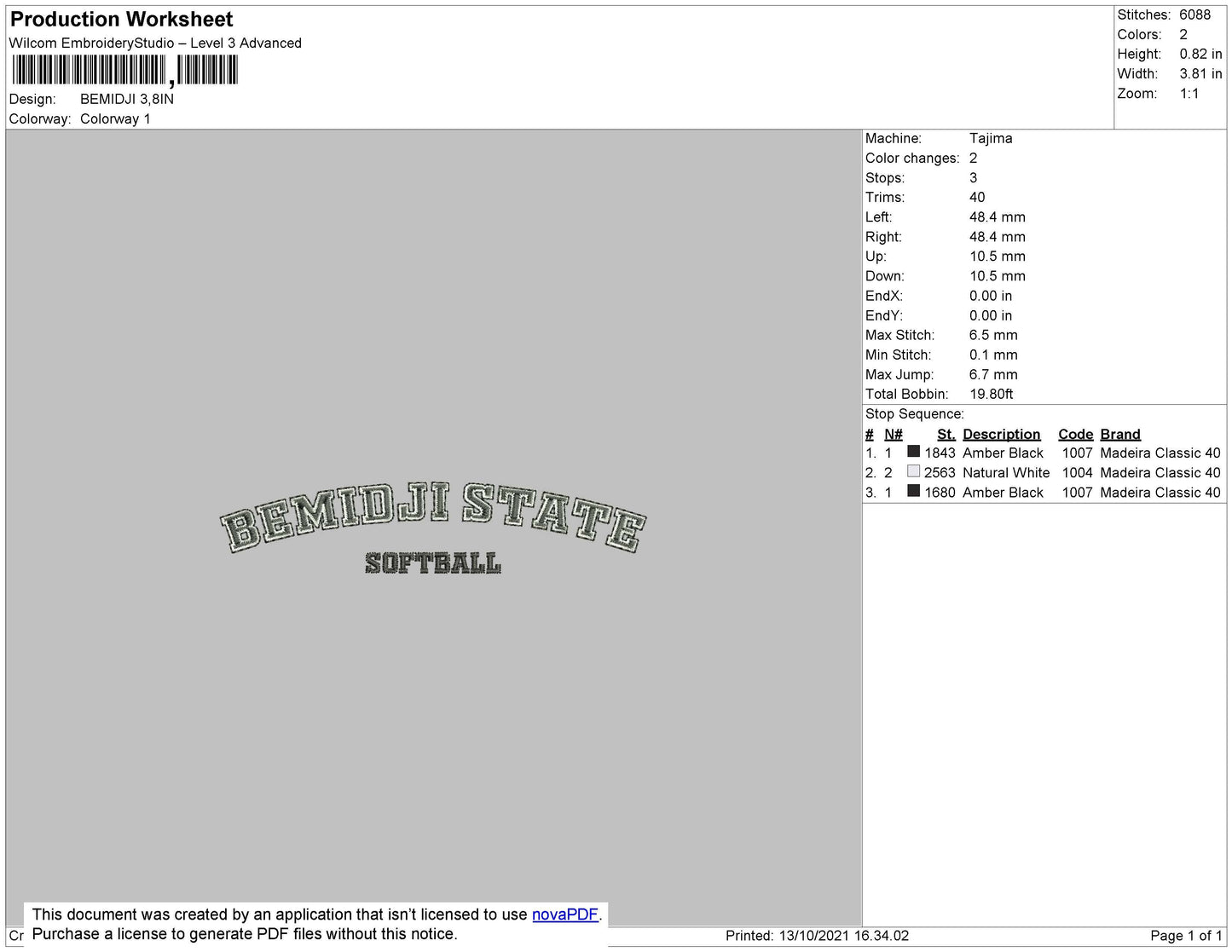 Bemidji Embroidery File 4 size