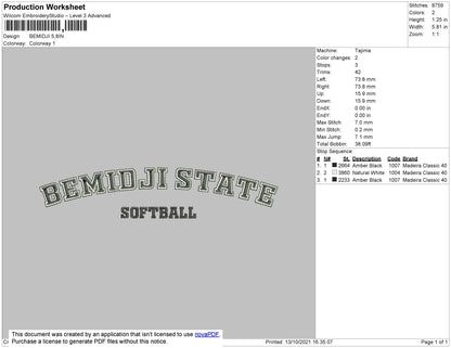 Bemidji Embroidery File 4 size