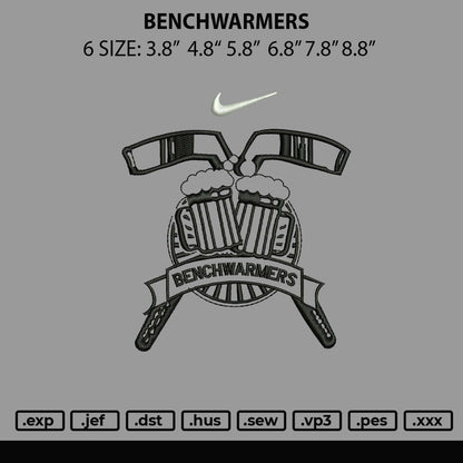 Benchwarmers Embroidery File 6 sizes