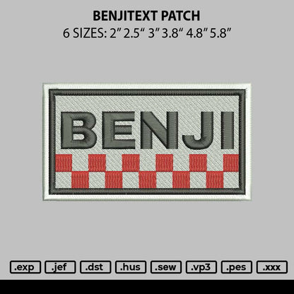 Benjitext Patch Embroidery File 6 sizes