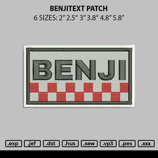 Benjitext Patch Embroidery File 6 sizes