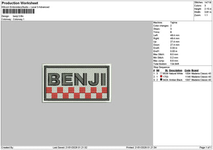 Benjitext Patch Embroidery File 6 sizes