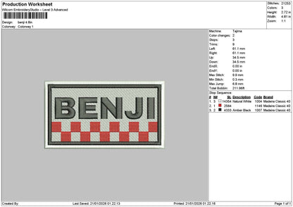 Benjitext Patch Embroidery File 6 sizes