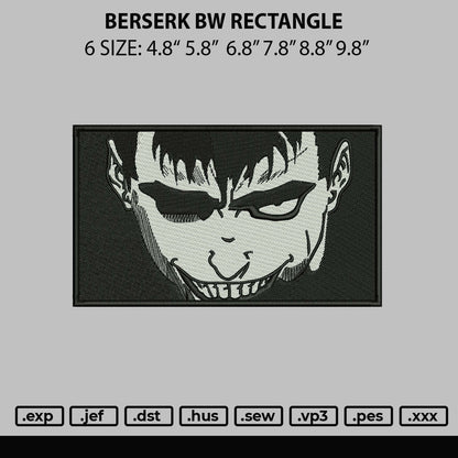 Berserk Bw Rectangle Embroidery File 6 sizes