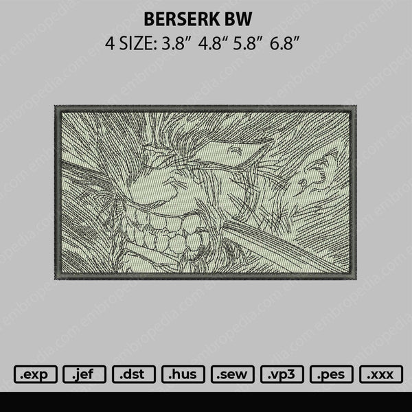 Berserk BW Embroidery File 4 size