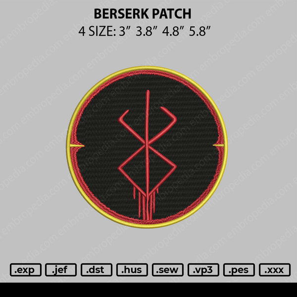 Berserk Patch Embroidery File 4 size