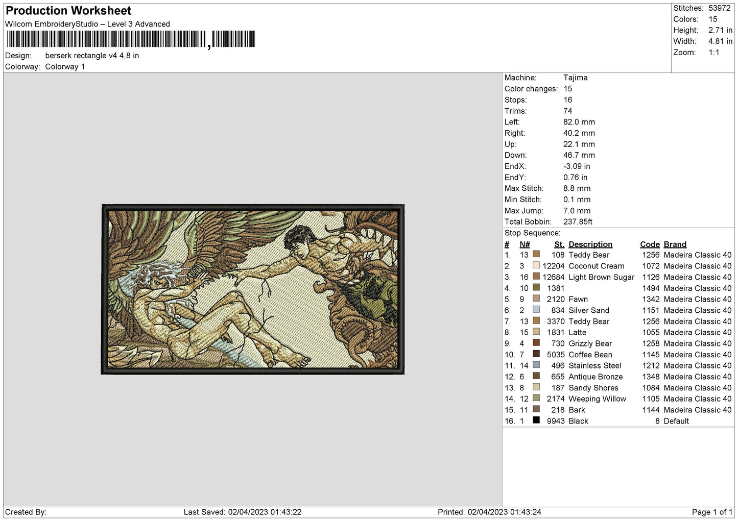 Berserk Rectangle v04 Embroidery File 6 sizes