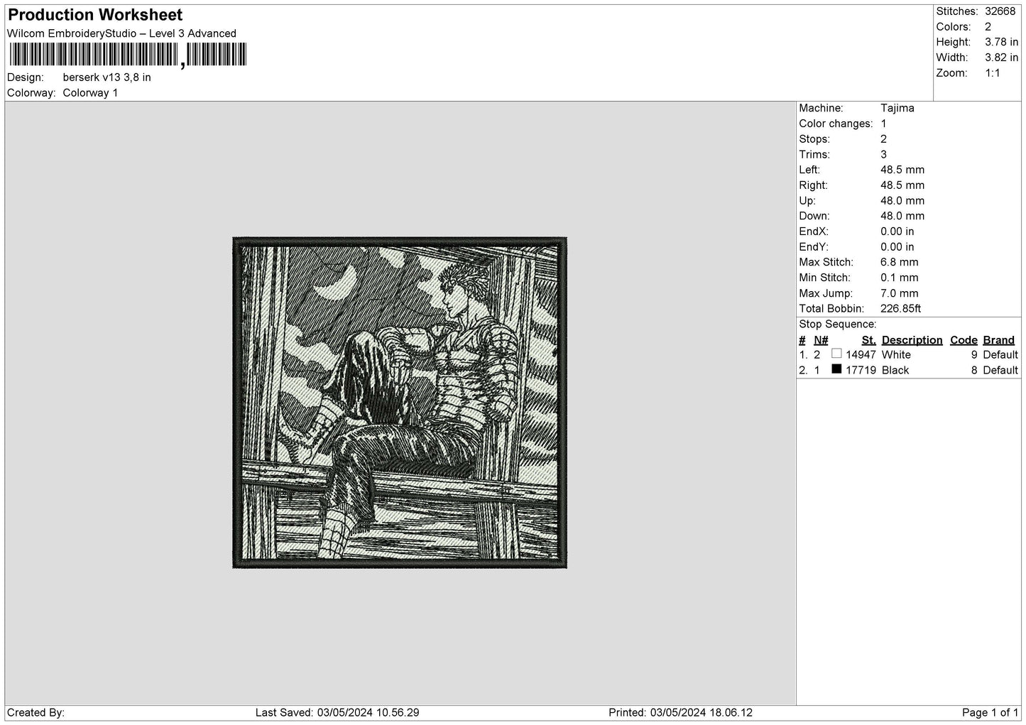 Berserksquare V13 Embroidery File 6 sizes