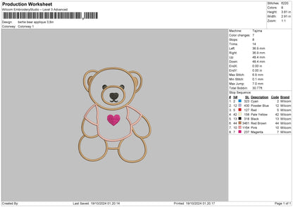 Bear 1910 App Embroidery File 6 sizes