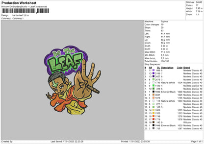 Leaf Txt Embroidery File 6 sizes