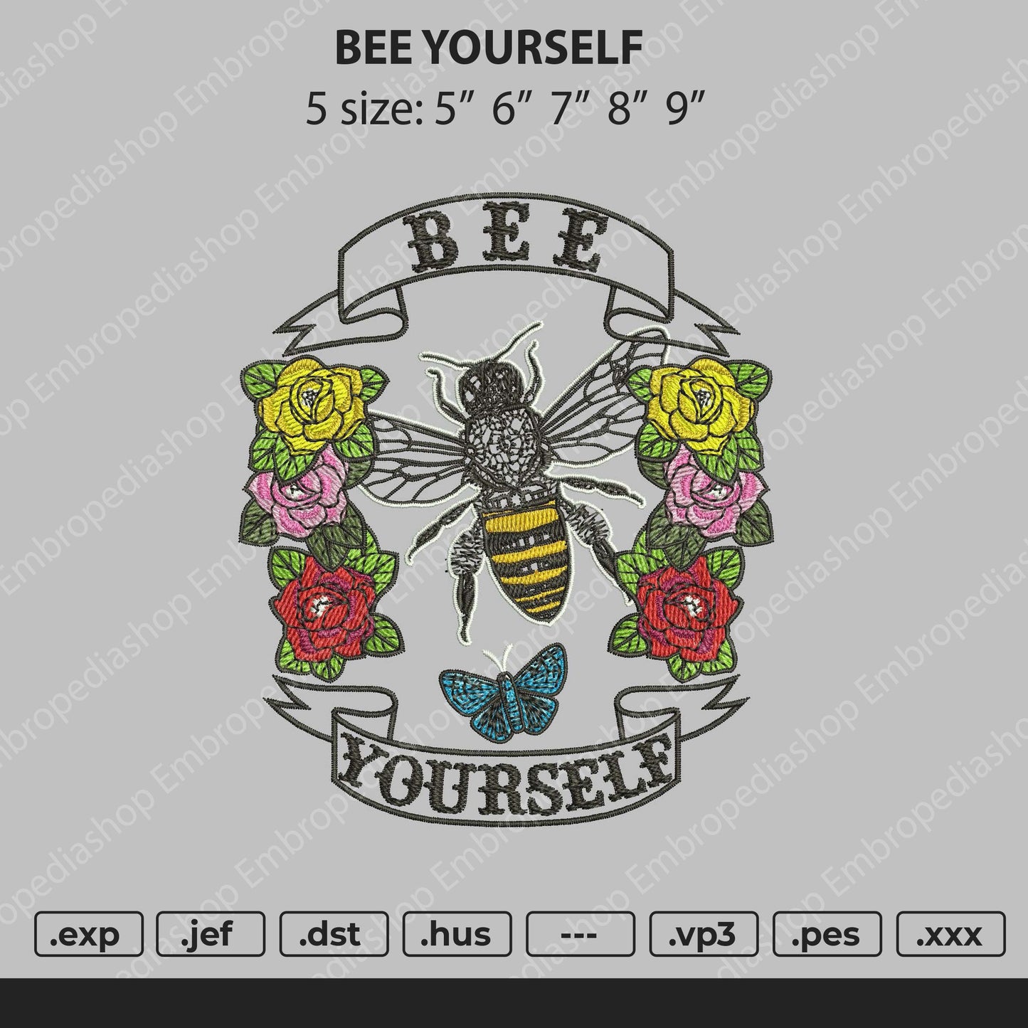 Bee Yourself Embroidery Design File 5 size