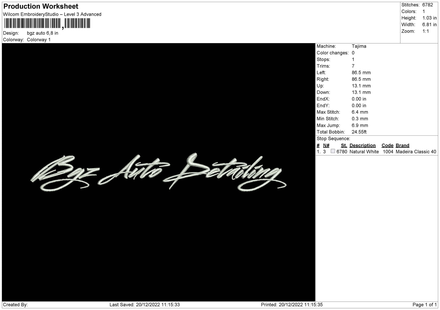 Bgz Auto Embroidery File  sizes