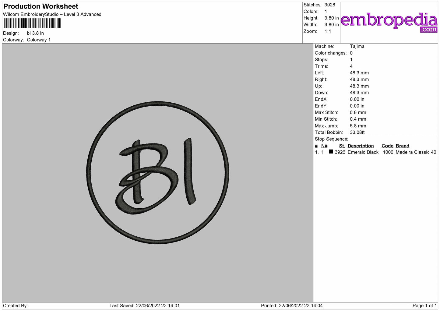BI Embroidery File 4 size
