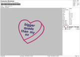 Bigger Heart Embroidery File 6 sizes