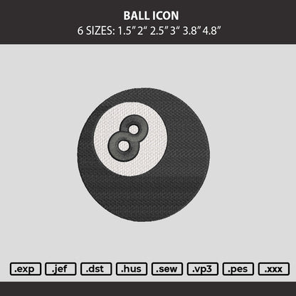 Ball Icon Embroidery Machine Design File 6 sizes