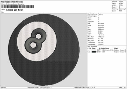 Ball Icon Embroidery Machine Design File 6 sizes