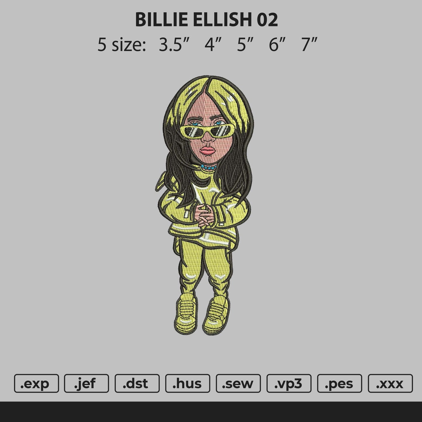 Billie Ellish 02 Embroidery File 5 size