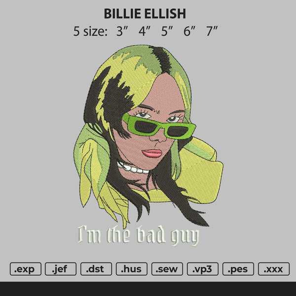 Billie Ellish Embroidery File 5 size