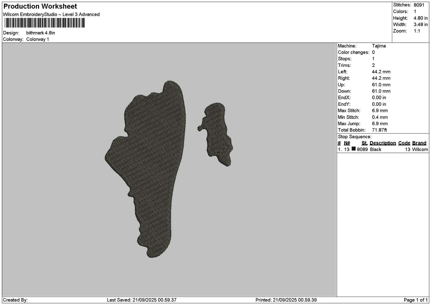 Birthmark Embroidery File 6 sizes