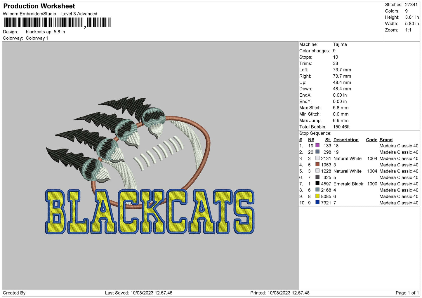 Blackcats Embroidery Machine Design File 6 sizes