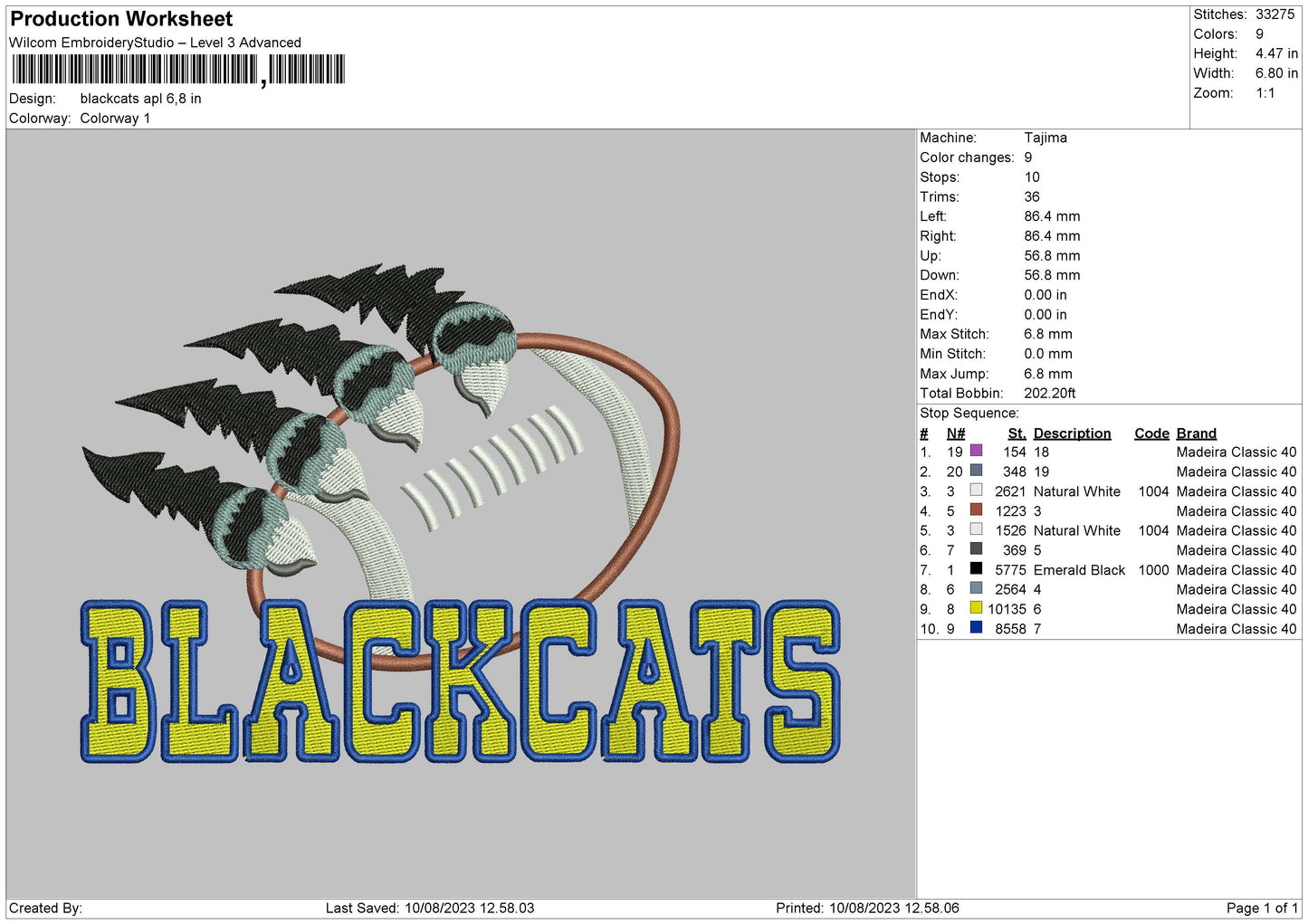 Blackcats Embroidery Machine Design File 6 sizes