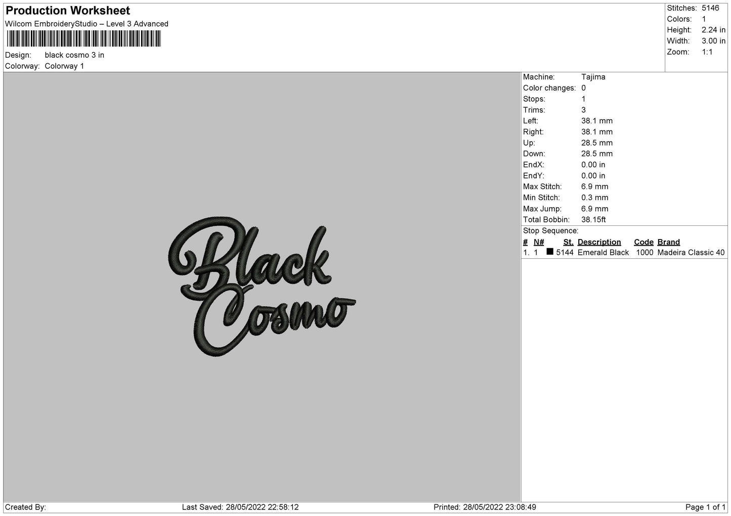 BlackCosmo Embroidery Machine Design File 4 size