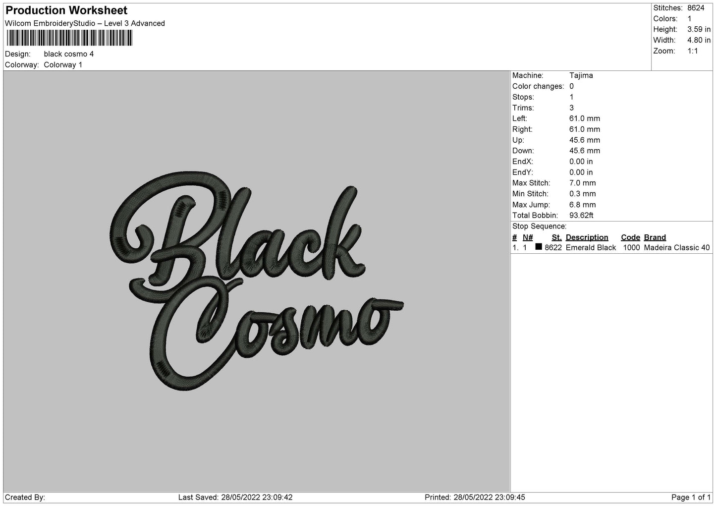 BlackCosmo Embroidery Machine Design File 4 size