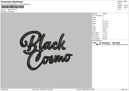 BlackCosmo Embroidery Machine Design File 4 size