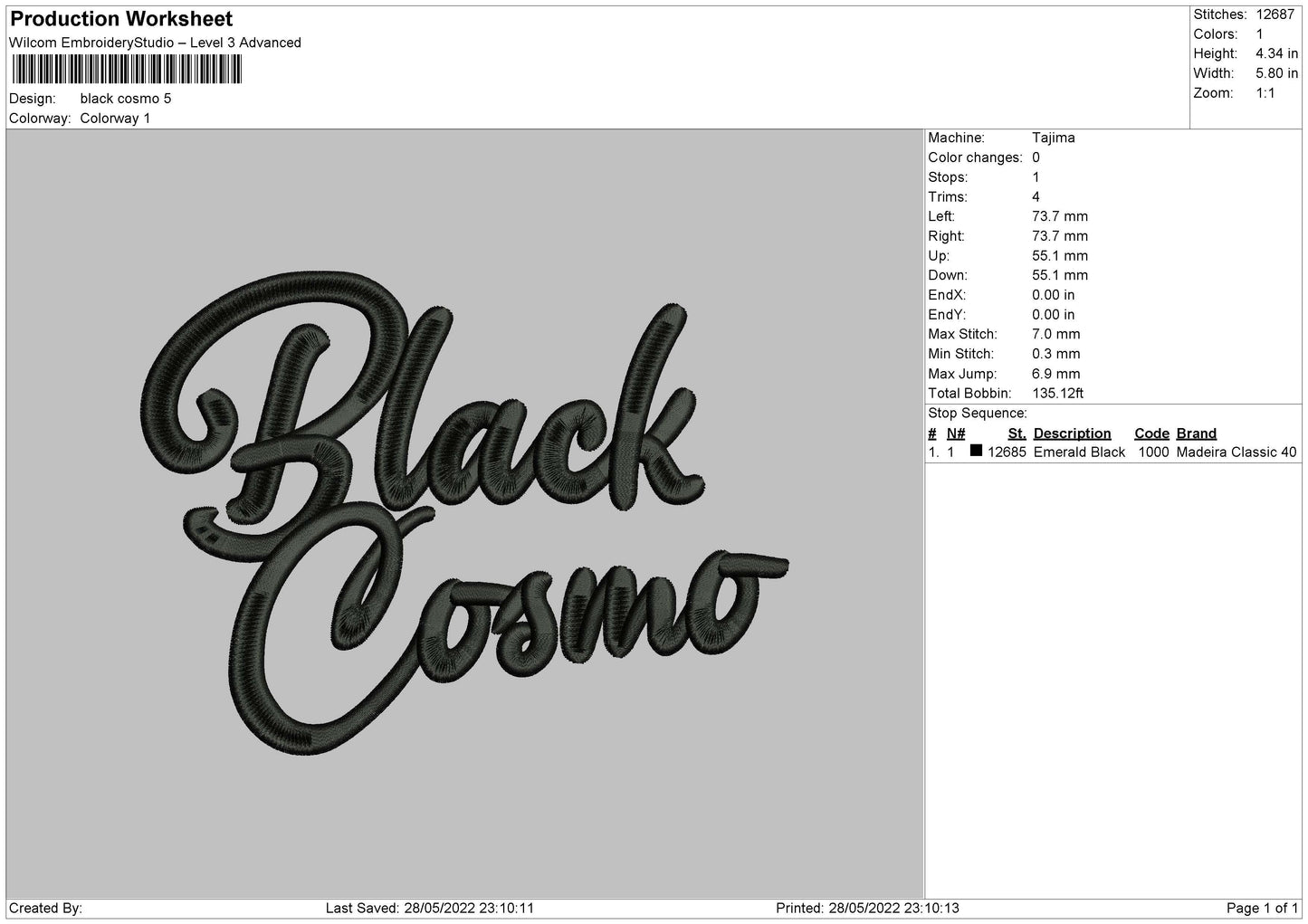 BlackCosmo Embroidery Machine Design File 4 size