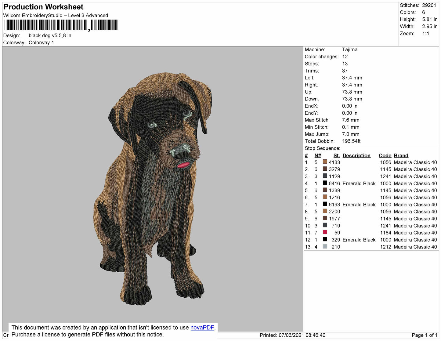 Black Dog v5 Embroidery Machine Design File