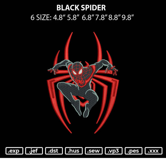 Black Spiderman Embroidery Machine Design File