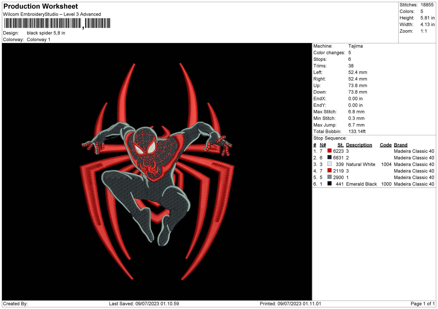 Black Spiderman Embroidery Machine Design File