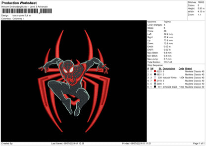 Black Spiderman Embroidery Machine Design File