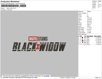 Black Widow Embroidery Machine Design File 4 size