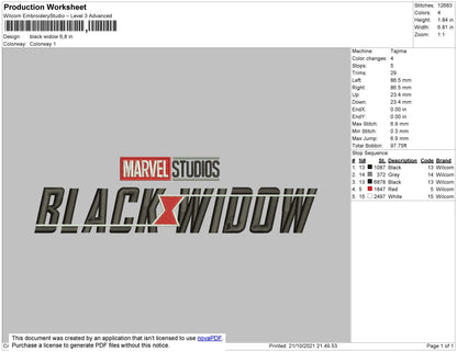 Black Widow Embroidery Machine Design File 4 size