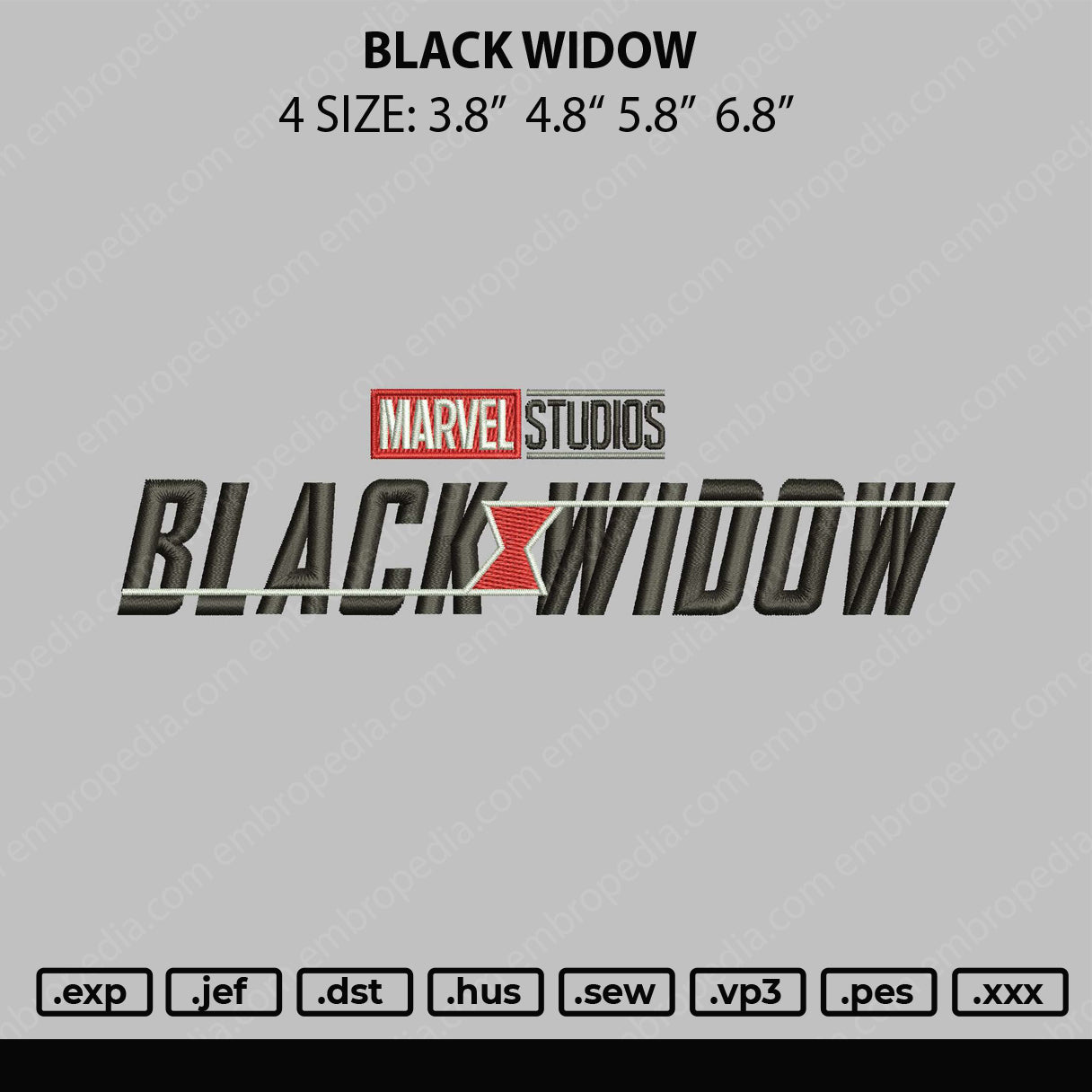Black Widow Embroidery Machine Design File 4 size