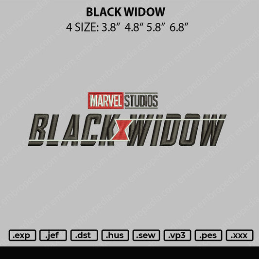 Black Widow Embroidery Machine Design File 4 size