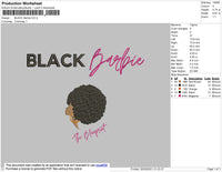 Black Barbie Embroidery File 6 size