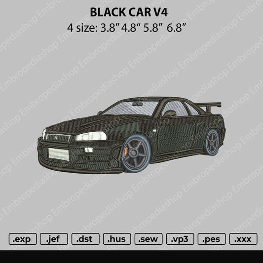 Black Car V4 Embroidery File 4 size