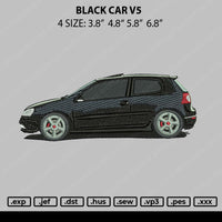 Black Car V5 Embroidery File 4 size