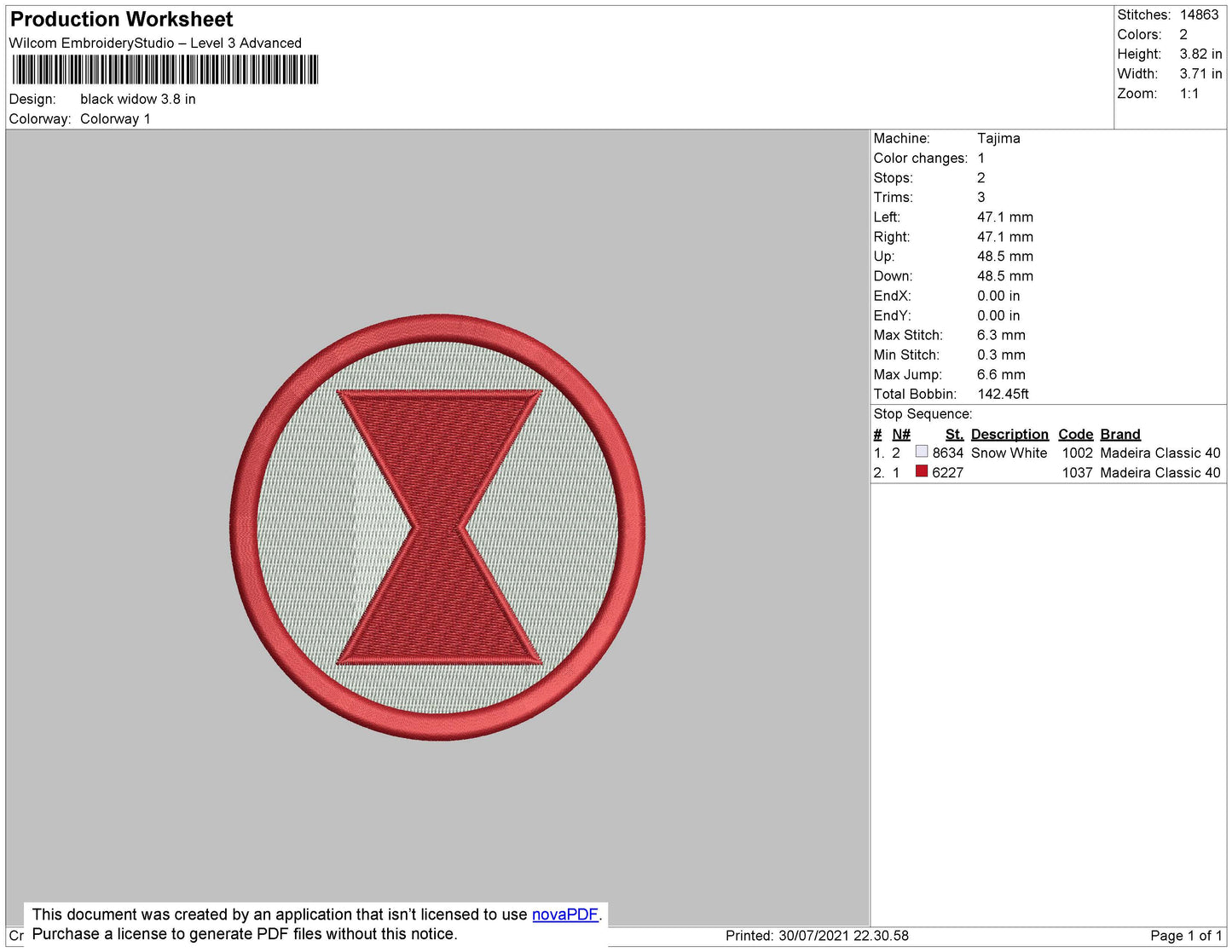 Black Widow logo Embroidery Machine Design File 4 size